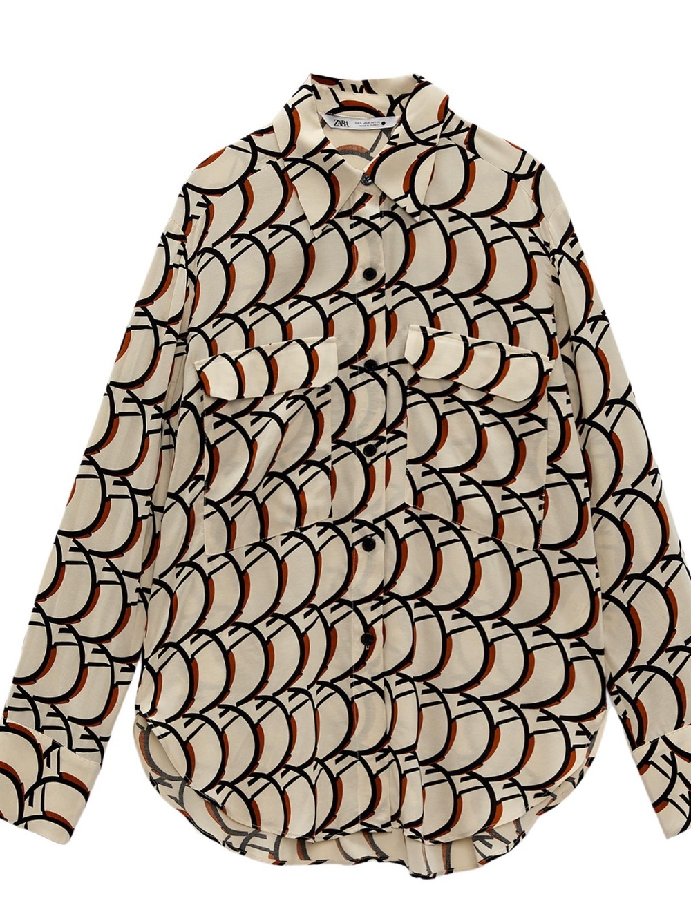 Zara pocket Geometric print blouse fit for M